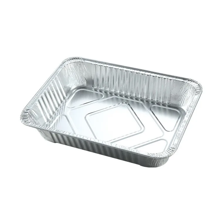 Disposable Takeout Pans Aluminum Foil Food Container With Lid To Go Food Package Rectangle Foil Tray For Food Storage