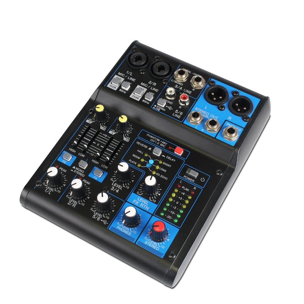 
Hot Sell Mini Usb 4 Channel Interface Streaming PC Audio Mixer 