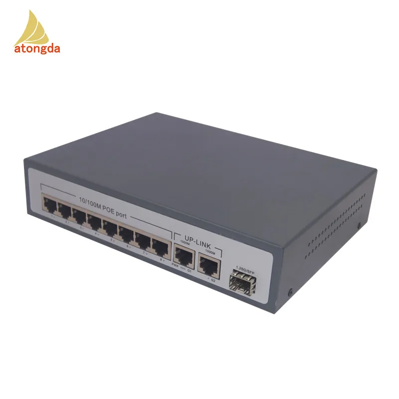 Factory Original OEM 1000Mbps 8 Port 100Mbps POE 2 Uplink Ethernet  1port SFP fiber Switch For CCTV IP Camera