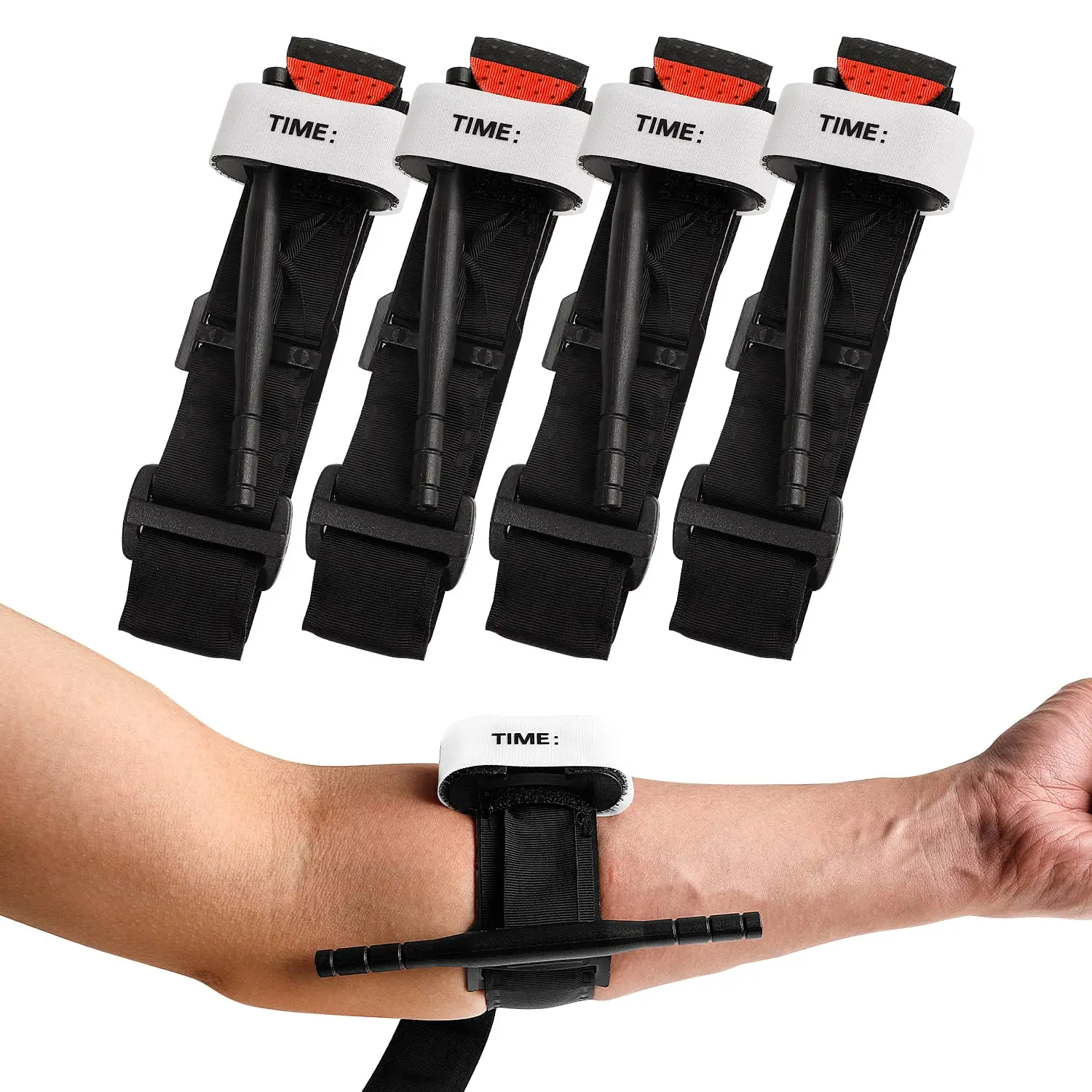 Medical Supplies Hook & Loop Tourniquet with Plastic or Metal Rod for Various Medical Needs