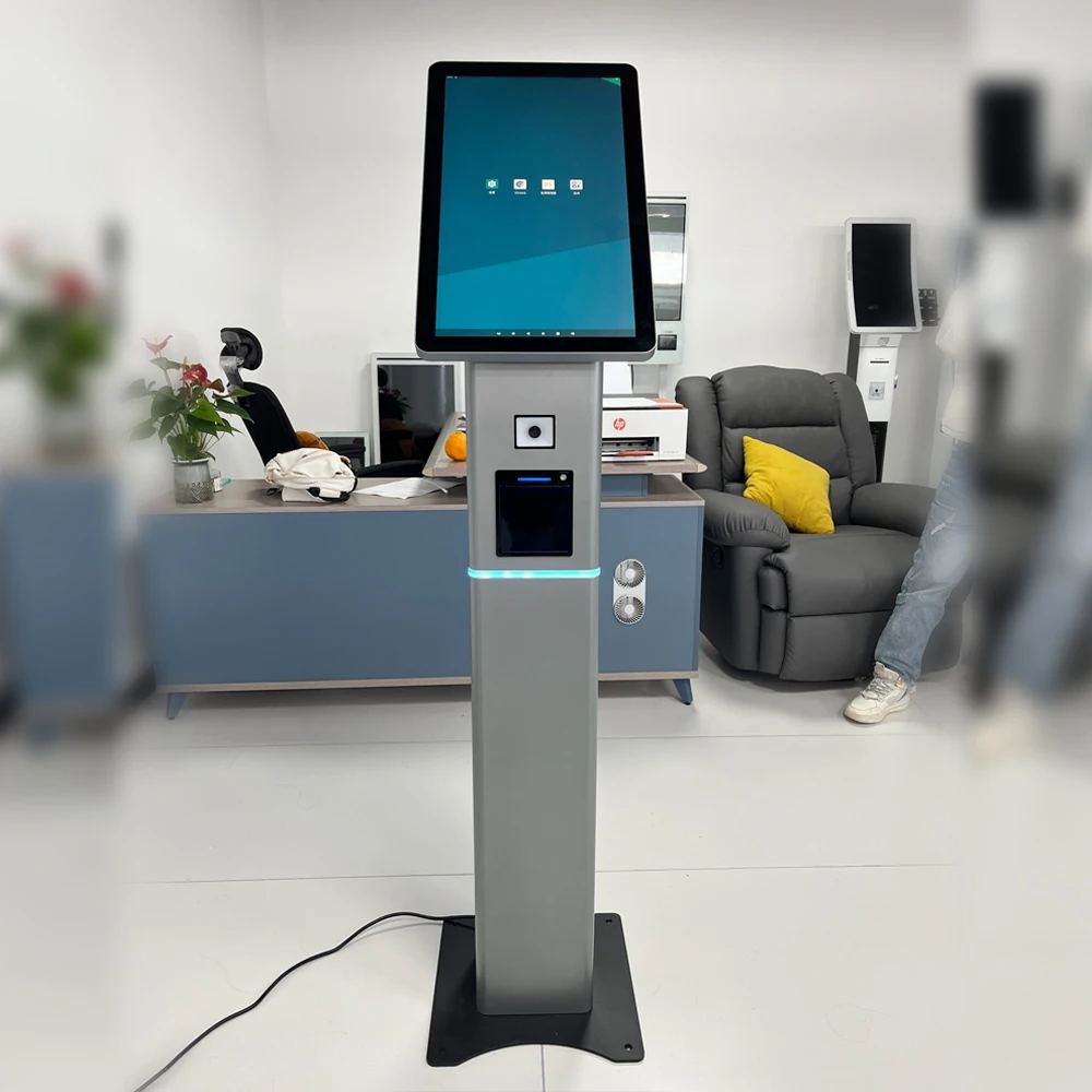 21 5 'стоячий напольный киоск с карточкой штрих-кодом Qr принтер устройство для ухода за лицом самостоятельного заказа отпечатков пальцев оплаты наличных денег
