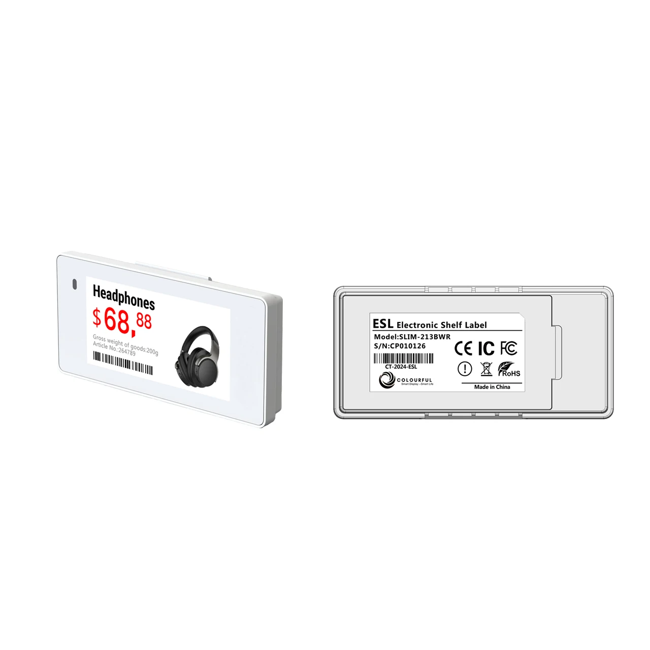 New design 2.4Ghz wireless control 2.13 inch ESL Tag supermarket 2.13 inch ESL label e-ink label