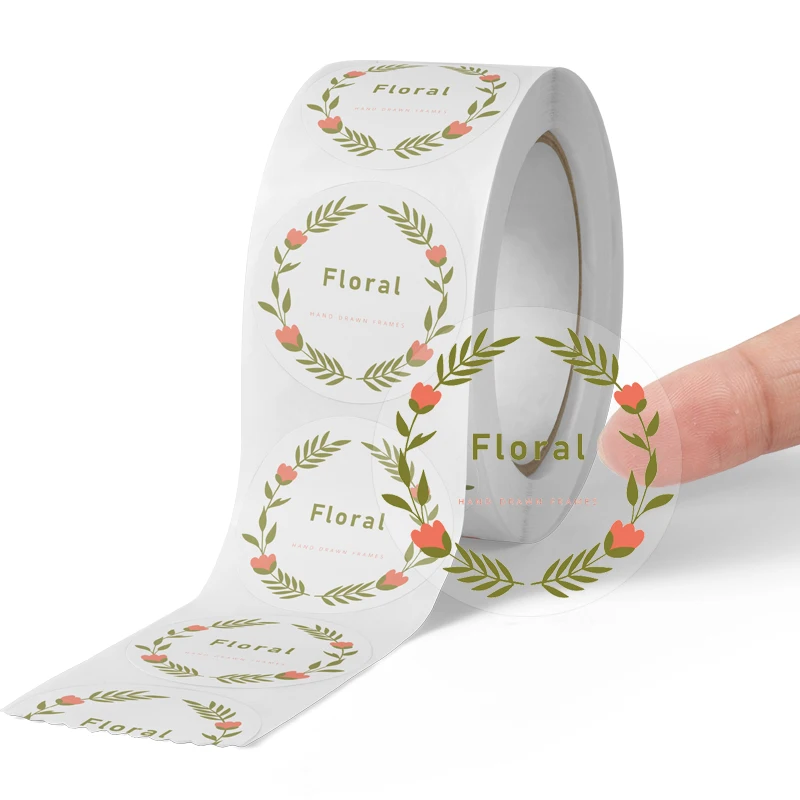 Customized printed LOGO Self Adhesive Rose Gold Foil Clear Circle Label waterproof plastic Vinyl pvc Transparent Stickers round