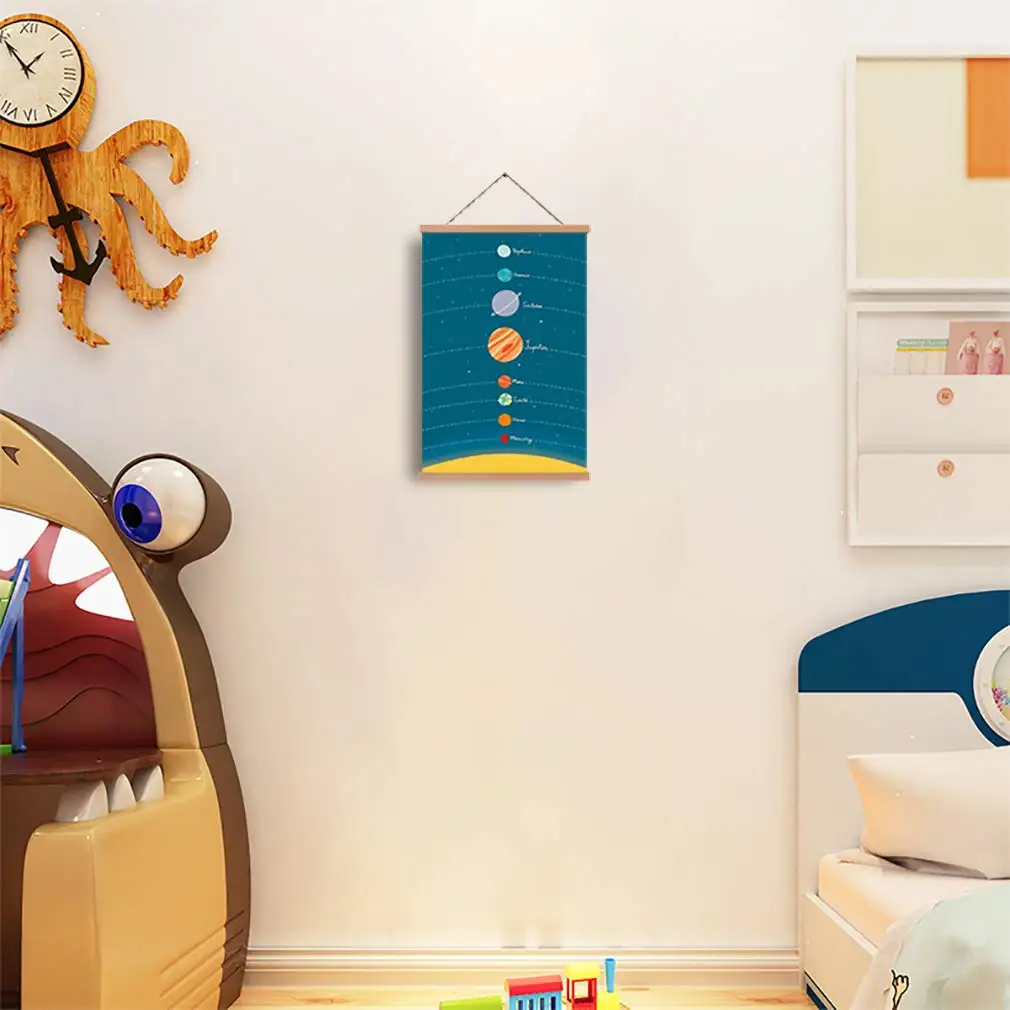 Магнитный постер из натурального дерева настенный без рамки научная солнечная система холст Художественная печать тема космоса планета живопись