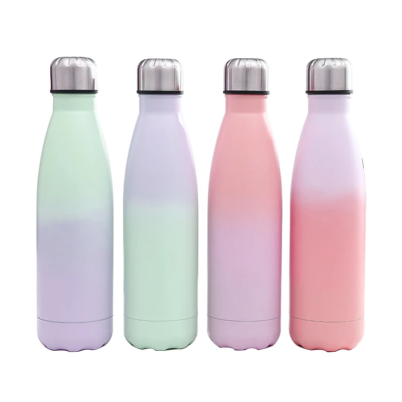 Custom Logo 500ml 750ml Cola Shaped Vacuum Thermal Insulated Stainless Steel Water Bottle