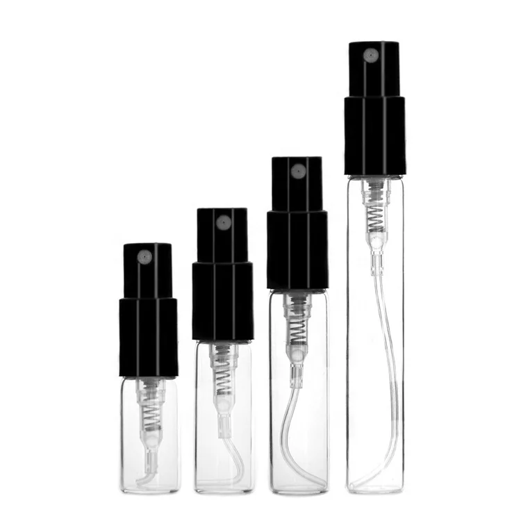 2ml 3ML 5ML Empty Fine Mist Vial with Black White Pump Sprayers Clear Glass Spray Bottles