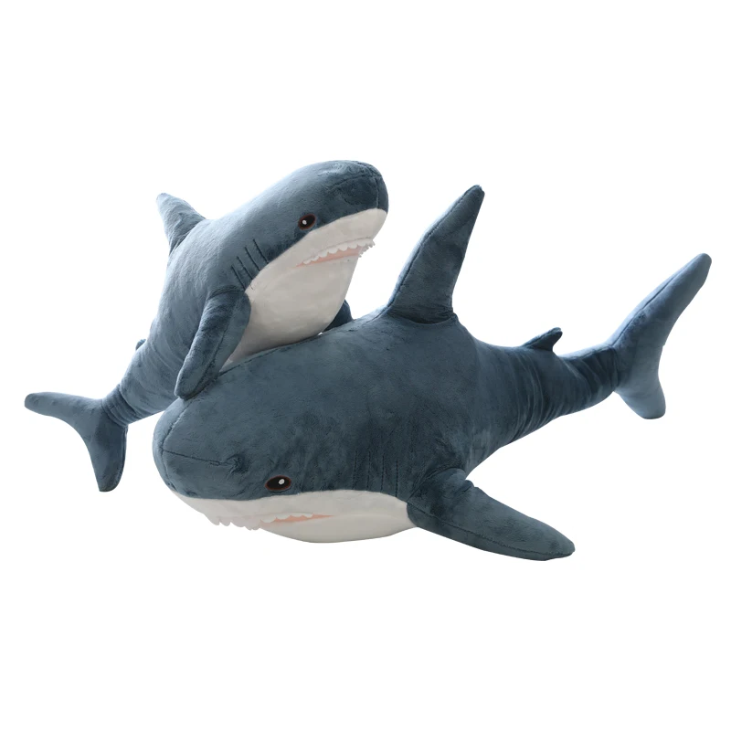 plush toys shark shaped pillow hot selling dark blue shark toy