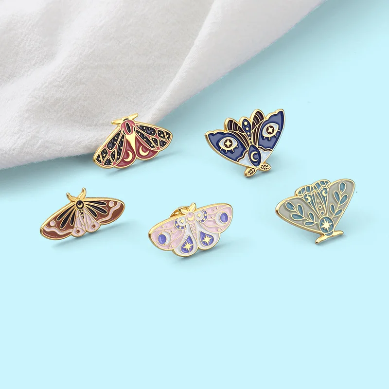 Oem Factory Price Insect Moth Brooch Enamel Custom Lapel Butterfly Pin Badges For Hats