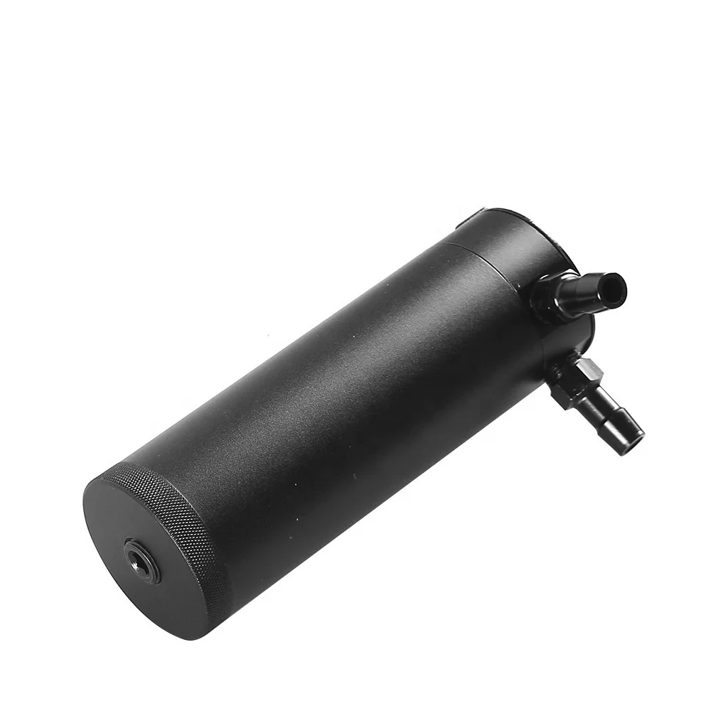 Universal Car Aluminum 2 Ports Long Baffle Oil Separator Catch Can with Breathable Filter