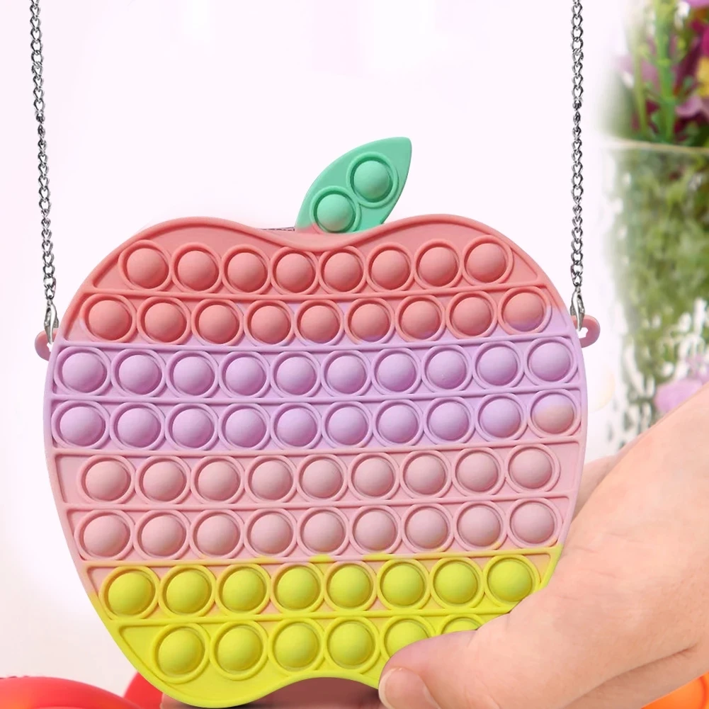 Cute Bag Fidget Toys Relive Stress Toy Rainbow Push Bubble Dimmer Anti stress Toy Children Sensory Game Backpack