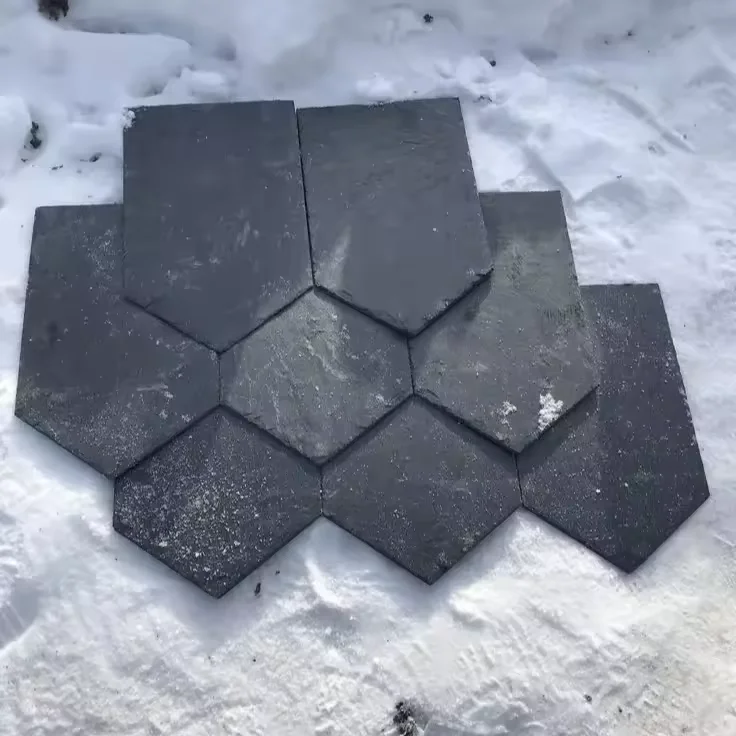 Outdoor Roof Sheet Panels Custom Stone Roofing Tiles Black Shingles Slate Triangular Roof Tiles Decorative With Pointed Angles