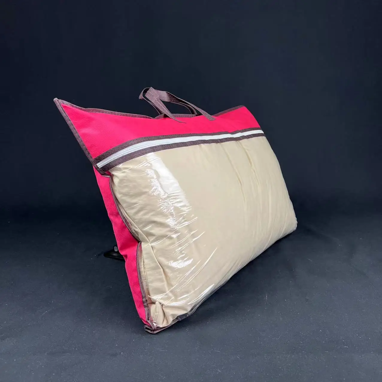 Wholesale Recyclable Packaging Pillow Interior Zipper Bag With Handle