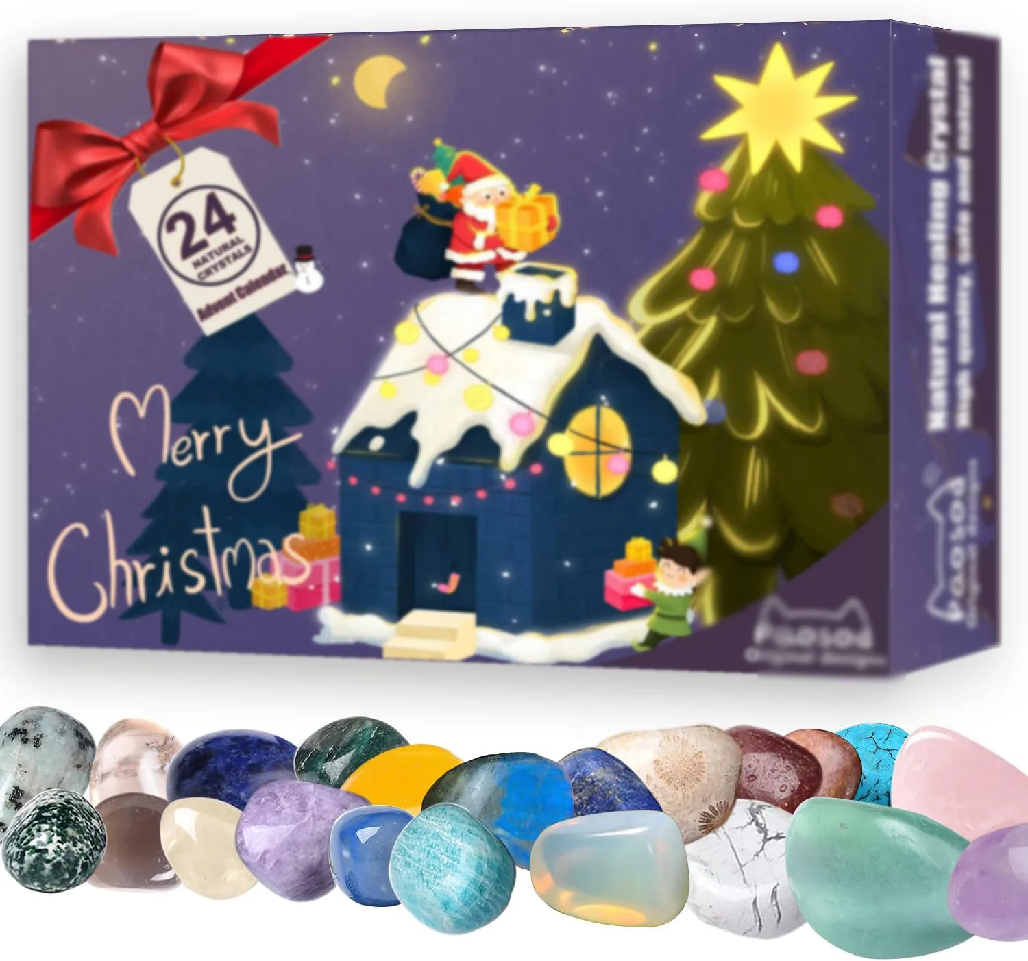 Custom Advent Calendar Blind Box Christmas Crystal Natural Gemstone Set 24 Days of Christmas Countdown Calendar Kids Gift Kit