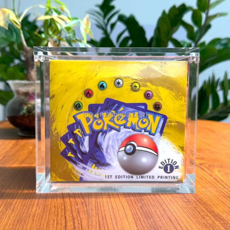 TCG оптовая продажа прозрачный базовый набор Pokemon 1-го издания бустер акриловая витрина для оригинальной карты Karten Booster Box
