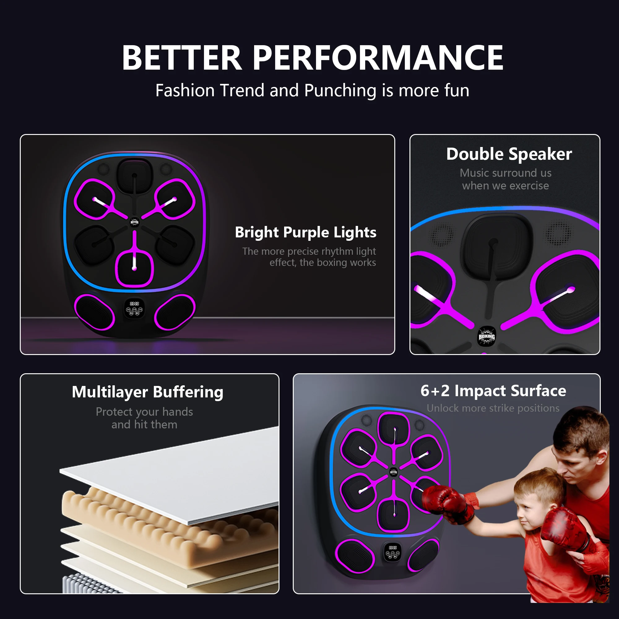 GORDON OEM Factory New Style Wall Smart Music Boxing Machine For Adults Workout Equipment Punching Pad Music Punching Machine