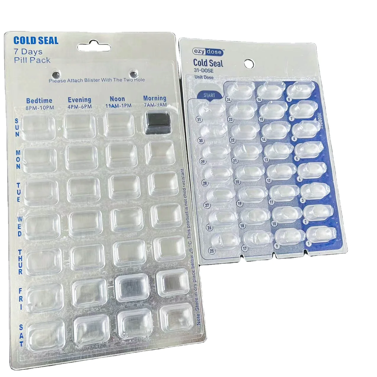 Customized Clear 7 Days Weekly Medication Pack Tray Capsules Pill Plastic Blister Packaging Tray Manufacturer