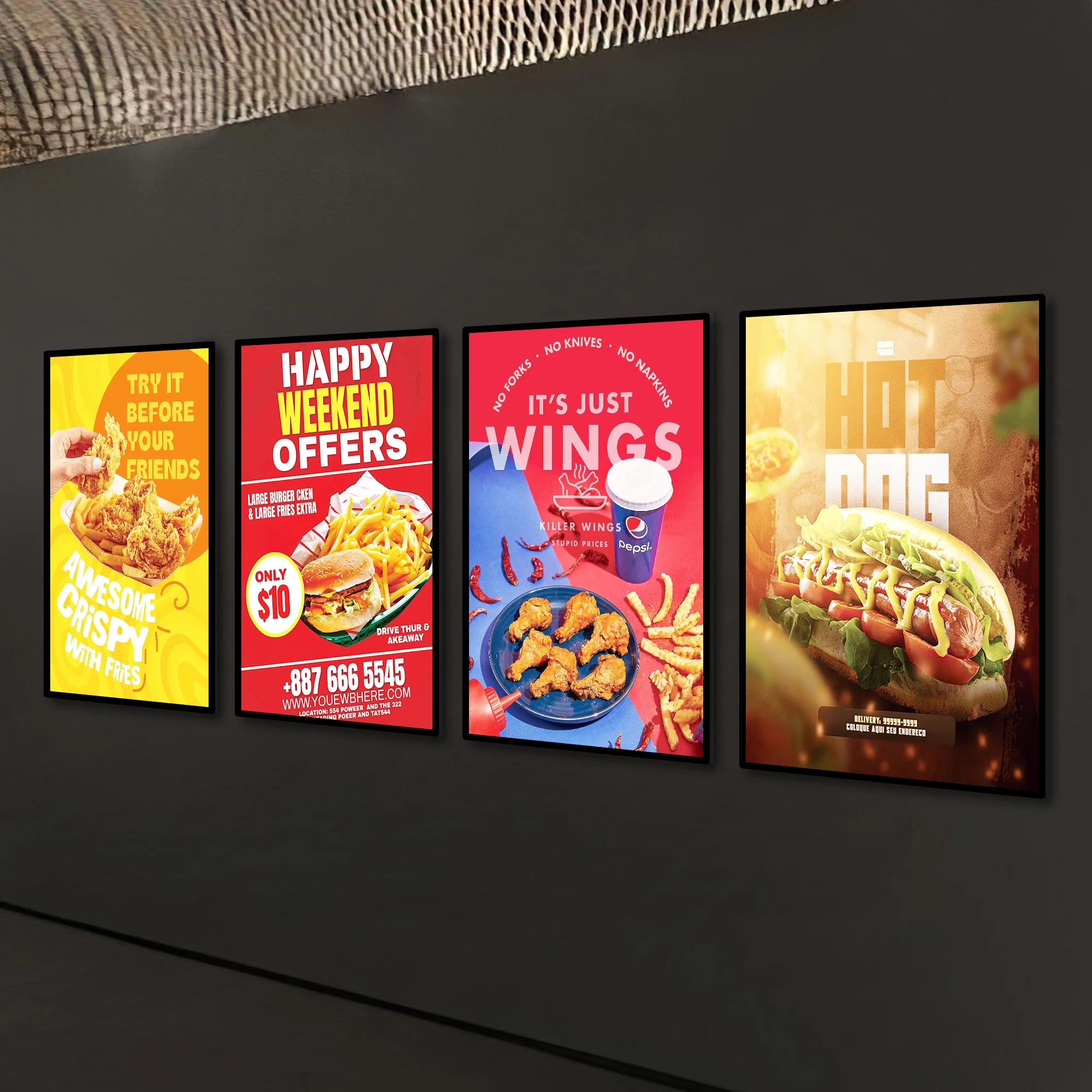 Restaurant slim light box ultra thin LED Advertising LED Light Box Cube Acrylic Light Box for food store Supermarket Direction