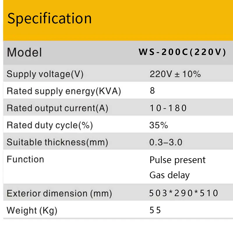 WS-200 Multifunctional Portable Thyristor DC Argon Arc Welding Machine for Stainless Steel Copper Welding