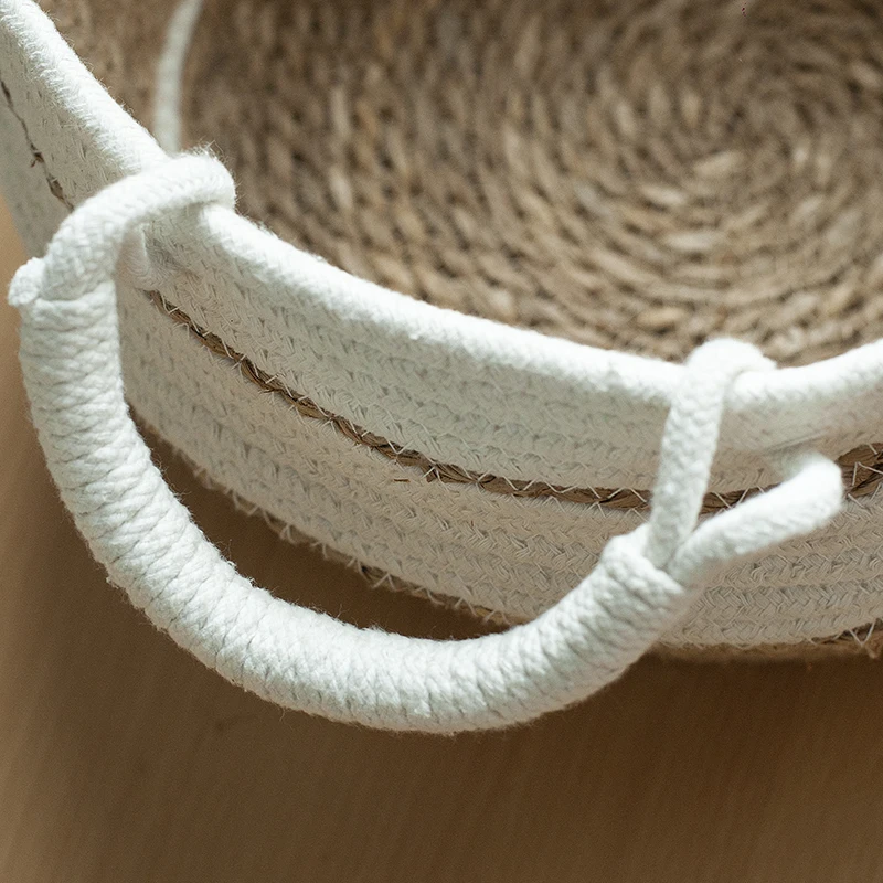 Custom round 2023 cotton woven seagrass basket wicker picnic storage rattan baskets