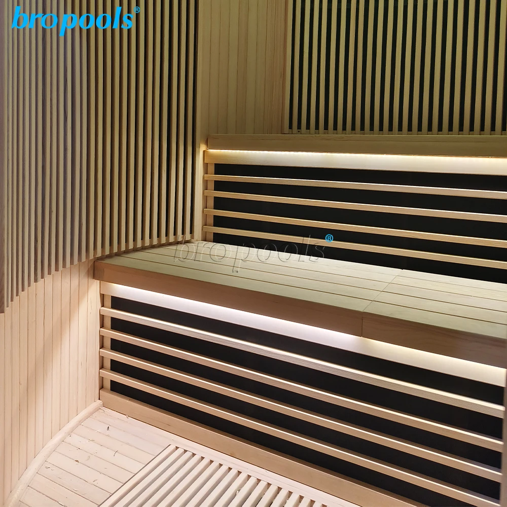 Traditional 1-Person Canadian Hemlock Indoor Sauna Room Far Infrared Carbon Fiber Heater Panel Electric Solid Wooden Dry Steam