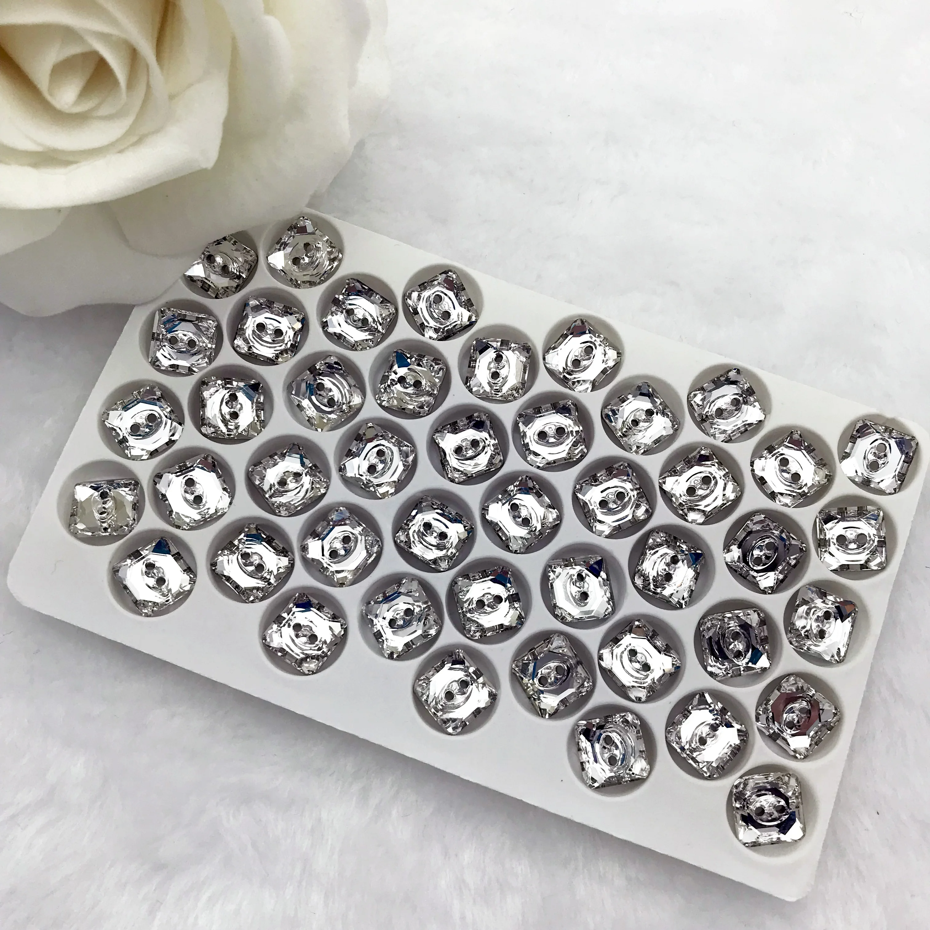 10mm two holes rhinestone crystal square glass buttons