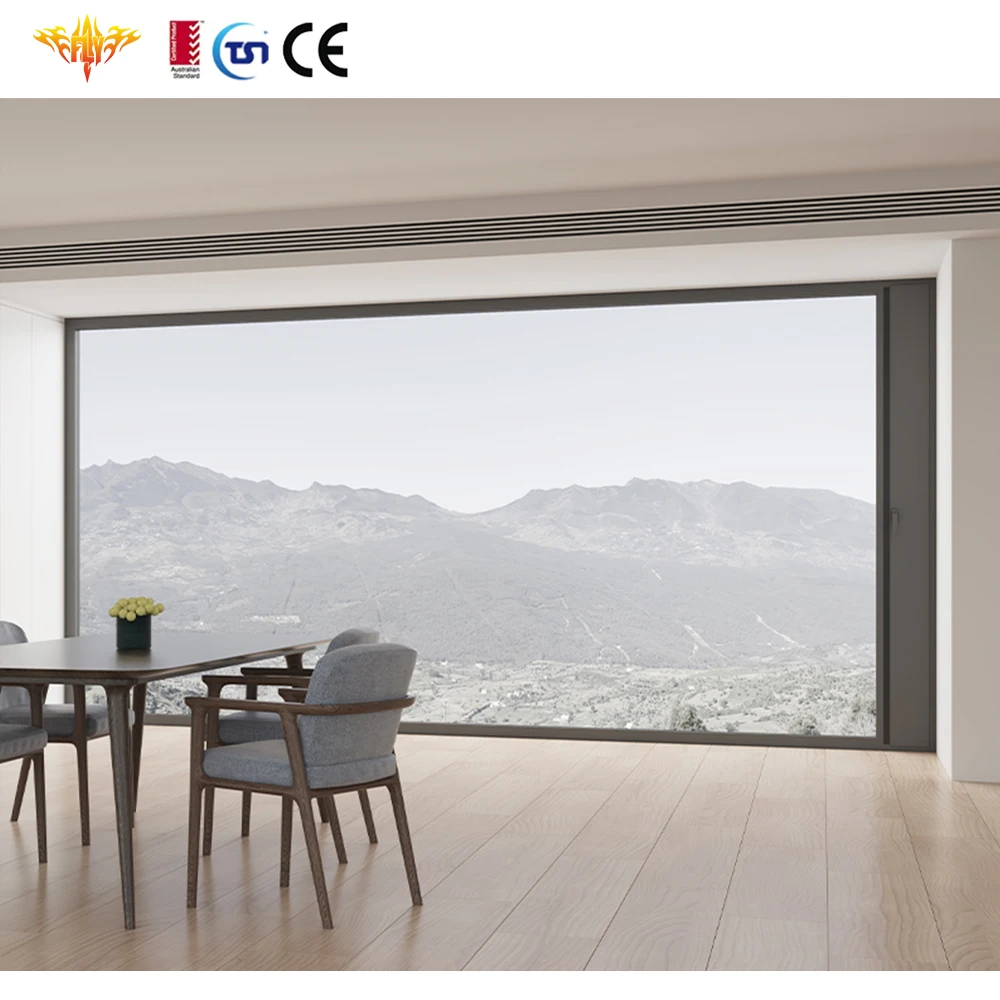 Customization design large size aluminum pictures window double tempered glazed fixed windows for Residential Villa