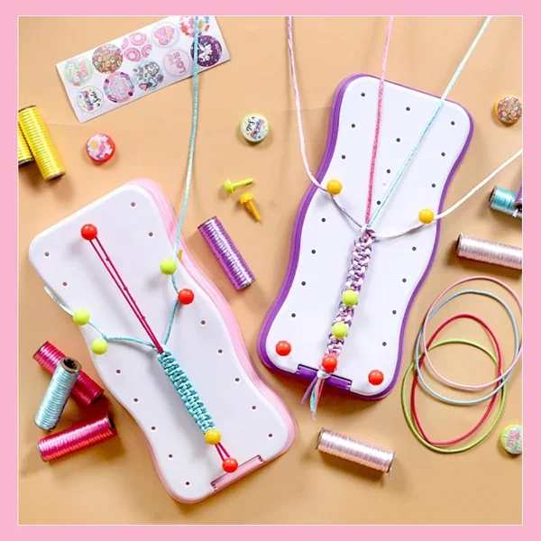 Colorful Rope Bracelet Making Craft Play House Toy Knitting Material Girl Gift Diy Hand Rope Braider Set for Bracelet