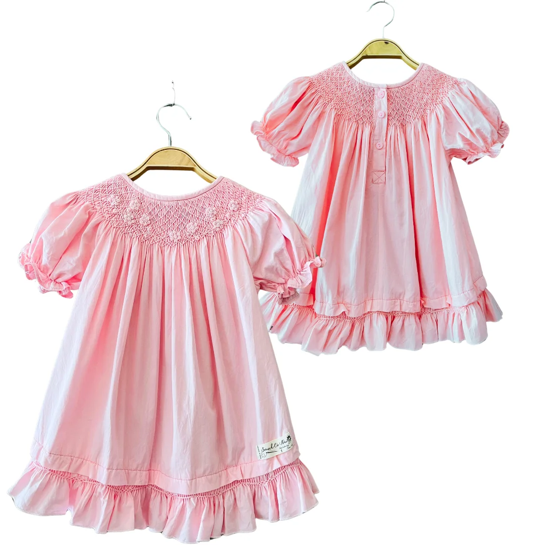 Custom Designs OEM ODM Clothes For Kids Children Clothing Girl Smocking Dress Princess Casual Cotton Wholesale Hight Quality
