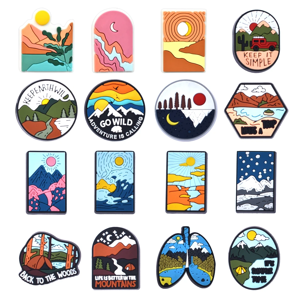 New Arrival Outdoor View Style Shoe Charms Decoration Shoes Accessories Pvc Rubber Clog Sandal Clogs Charms Shoe Charms