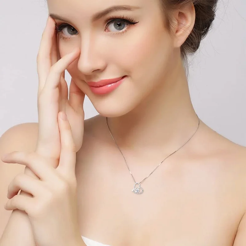 S925 I Love You to The Moon and Back Necklace for Women 925 Sterling Silver Necklace Mothers Day i love you Gifts Necklaces