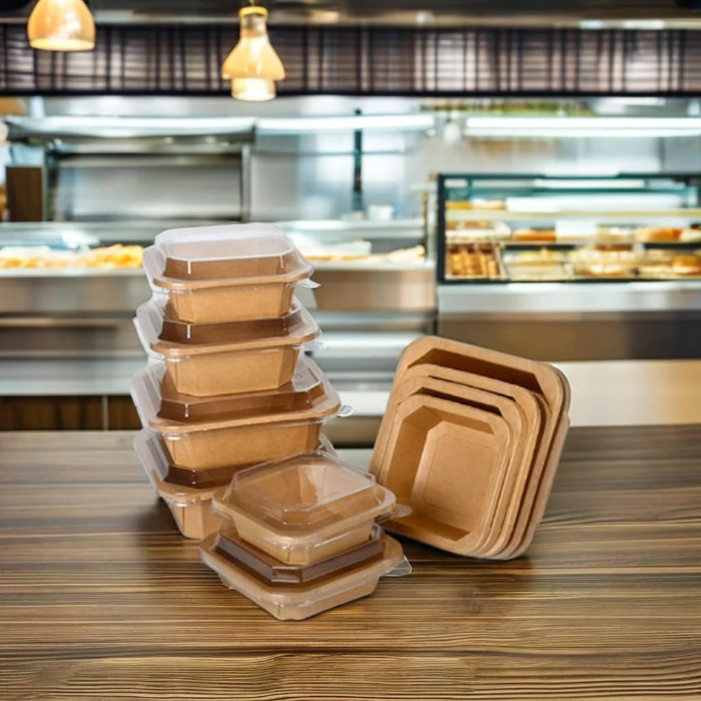 Ebelee Eco Friendly Restaurant Take away Container Custom Print Disposable Fast food salad Container Paper Food Octangle Bowl