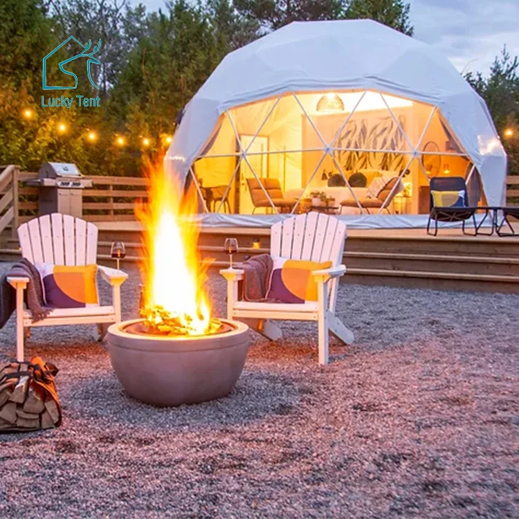 Good Quality White Yurt 75Kg/Sqm Snow Load Geodesic Party Dome Tents for Events with Round PVC Door