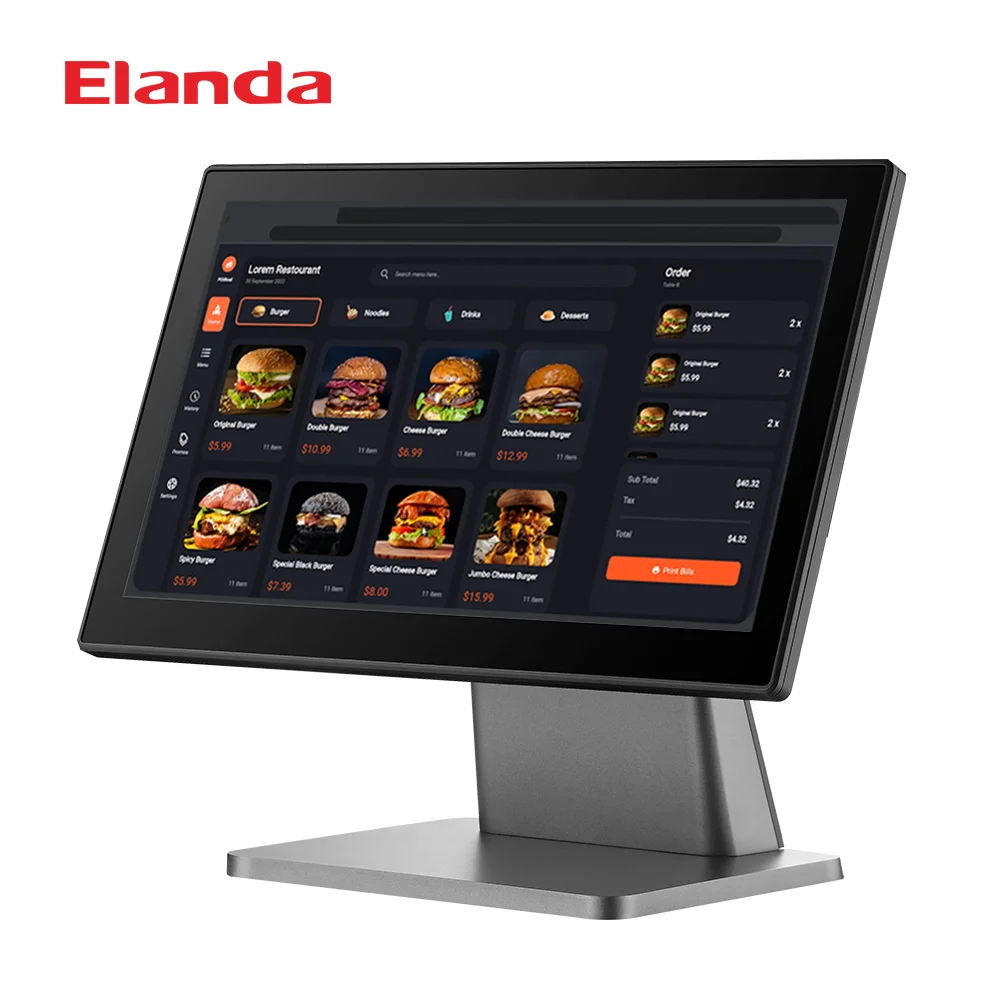 High Performance 15.6 inch Capacitive Touch Screen POS Terminal Metal Base Android POS Systems with customized logo light