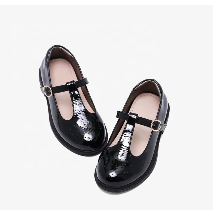 Черные кожаные туфли с резиновой подошвой для девочек, детская Европейская школьная обувь