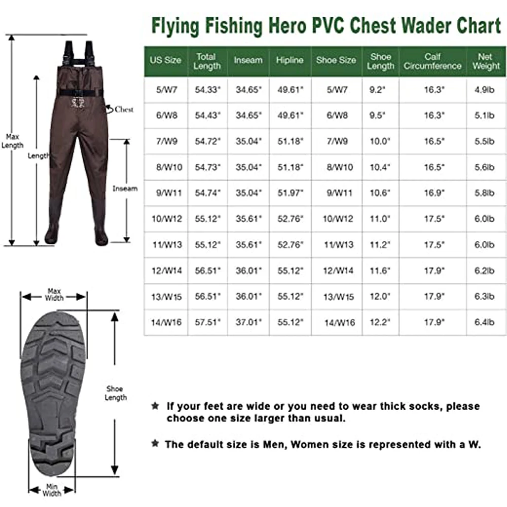 Fly Fishing Hero Chest Waders for Men with Boots Hunting Waders Fishing Boots Waders for Women Free Hangers Included (B07)