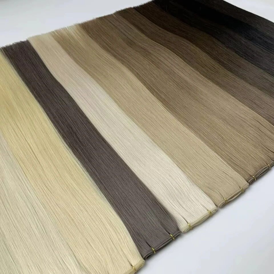 Hot selling Genius Weft Human Hair Extensions Thin and Cuttable Light Color High Quality Weft
