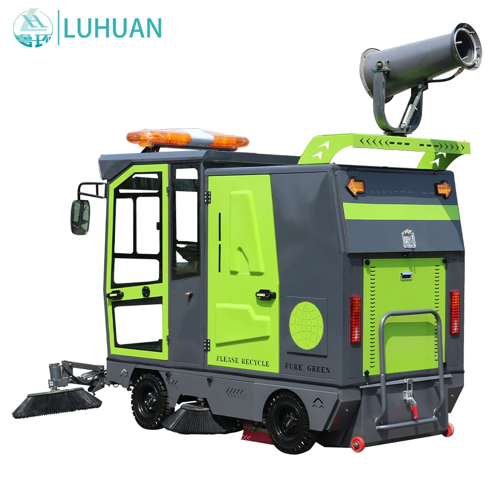 Full-Closed Electric Ride-On Road Floor Sweeper Four-Wheel Car Cleaning Machine Roller Brush High Efficiency