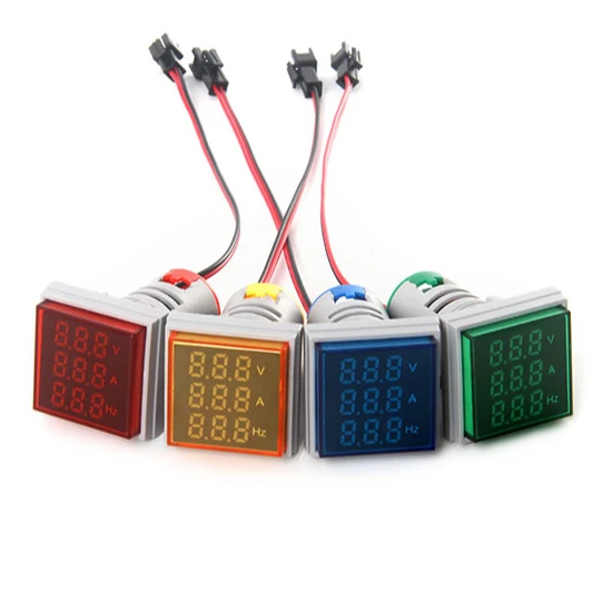 
Square LED Digital Voltmeter Ammeter HZ Hertz Meter Signal Lights Voltage Current Frequency Combo Meter Volt Indicator Tester  (1600137202530)