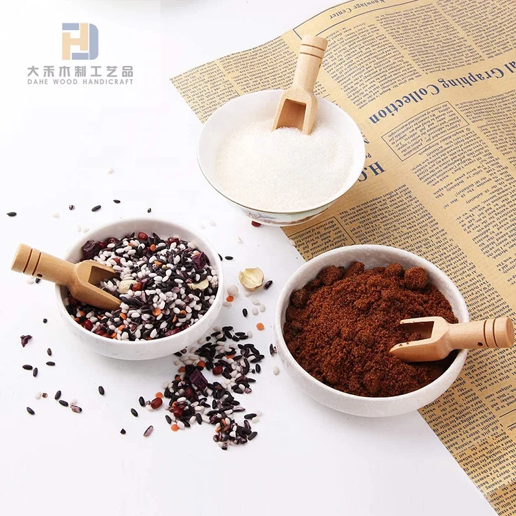 Mini Wooden Spoon Kitchen Seasoning Coffee Bean Wood Spoons for Bath Salt Kids Toy
