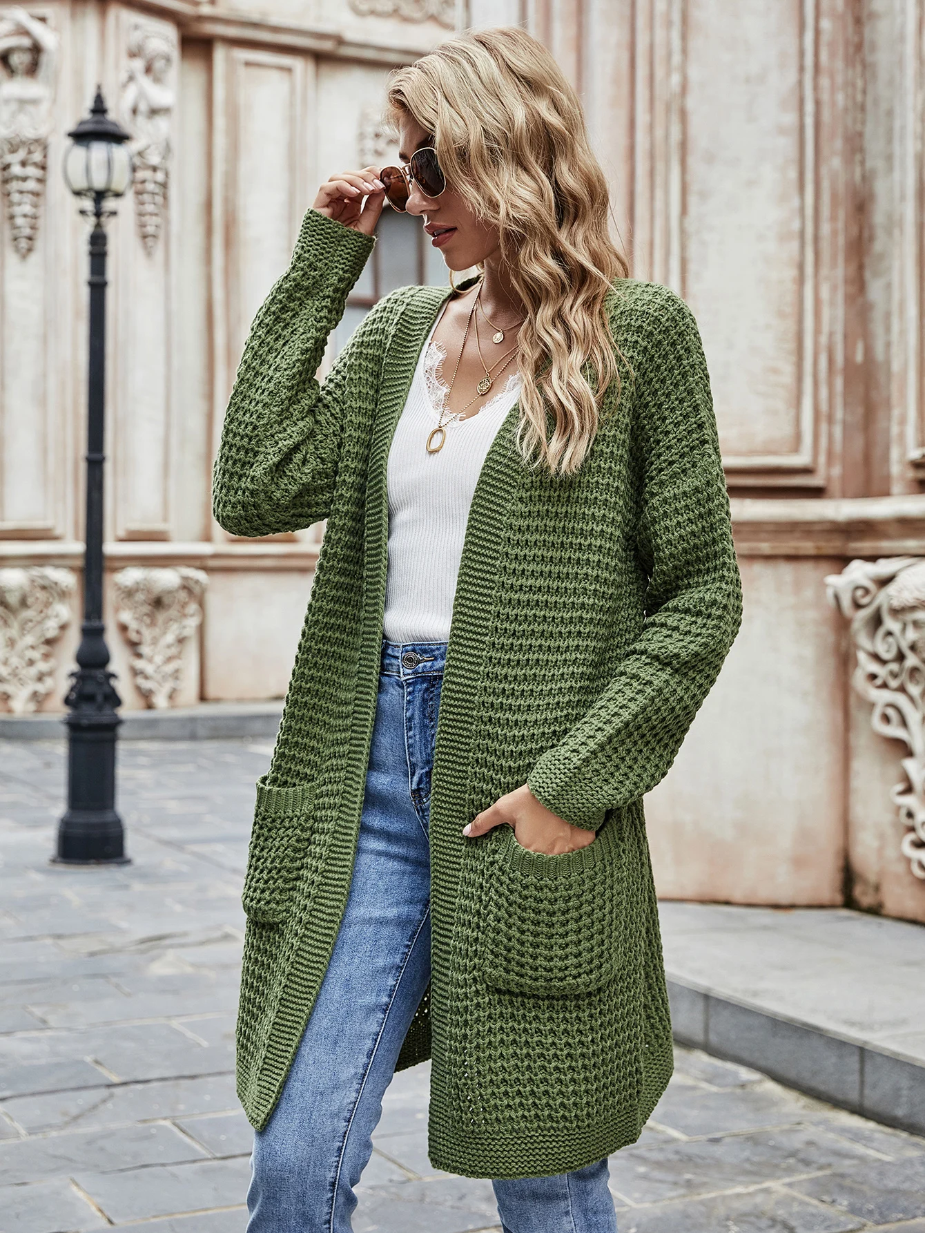 Autumn Winter Hot Sale Knit Cardigan New Loose Plus Size Pure Color Sweater Women Long Coat Clothing