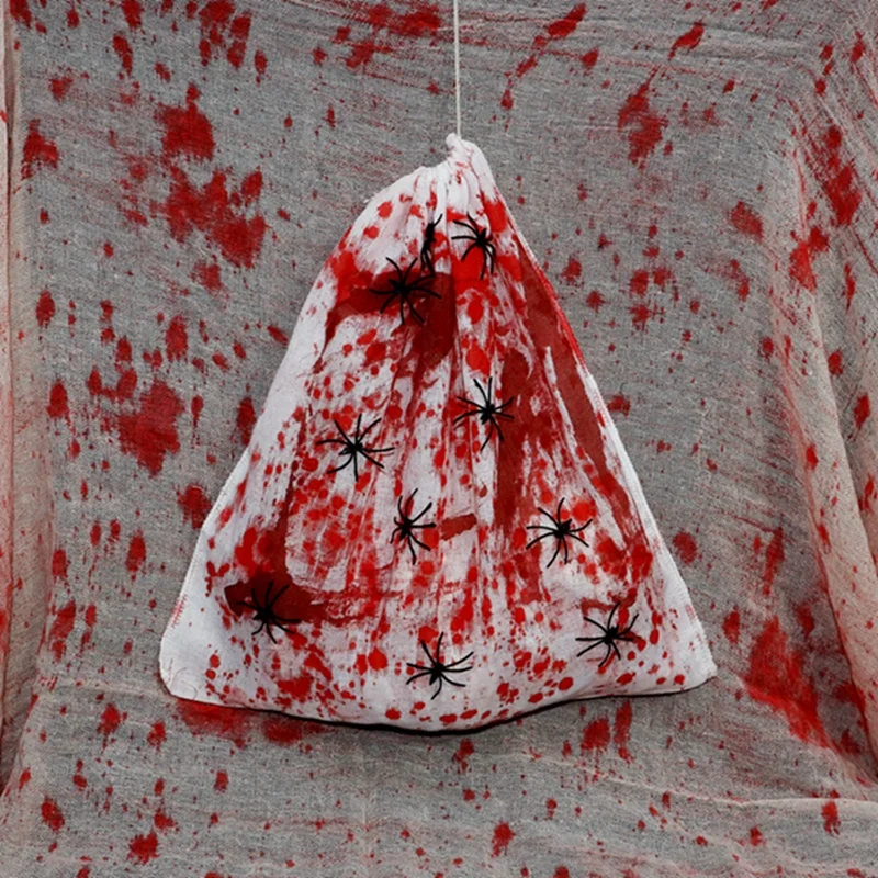 Halloween blood stained pockets horror props black spiders scary haunted house accessories scary cosplay film props