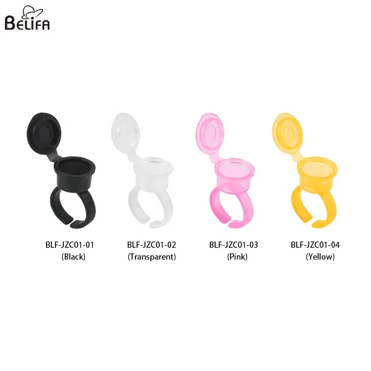belifa disposable reuseable eyelash lash glue holder ring microblading pigment tattoo ink cup with lid