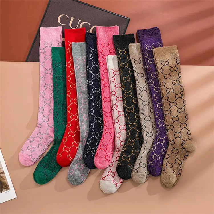 High fashion brand double gg socks 100% cotton luxury long women designer socks