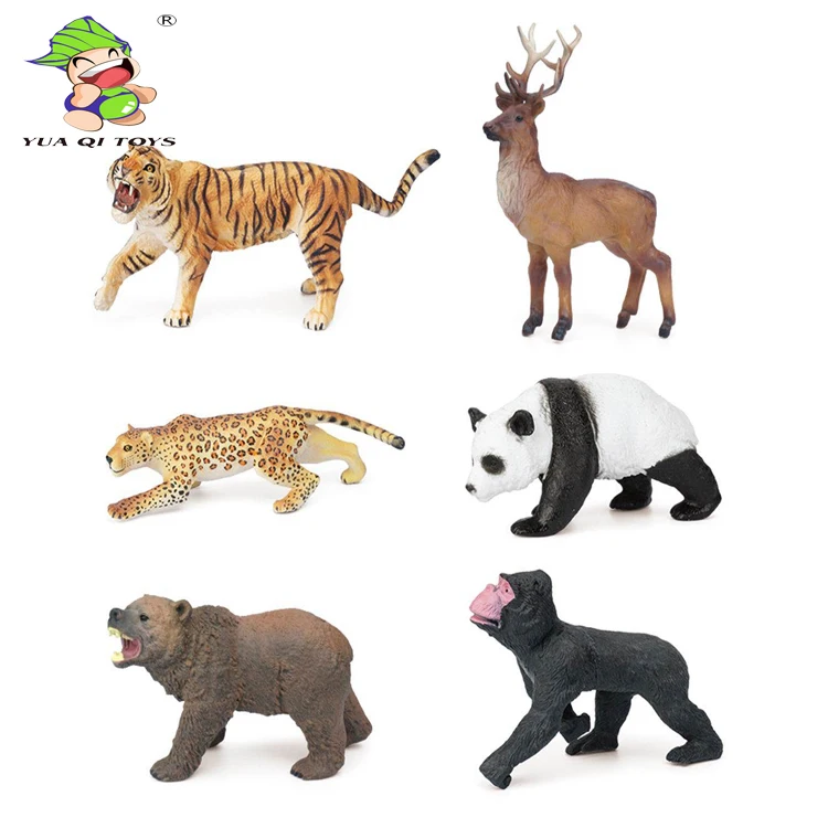 YQ 6 PCS Plastic African Jungle Animals Play Set Safari Animals Toys Set for Kids