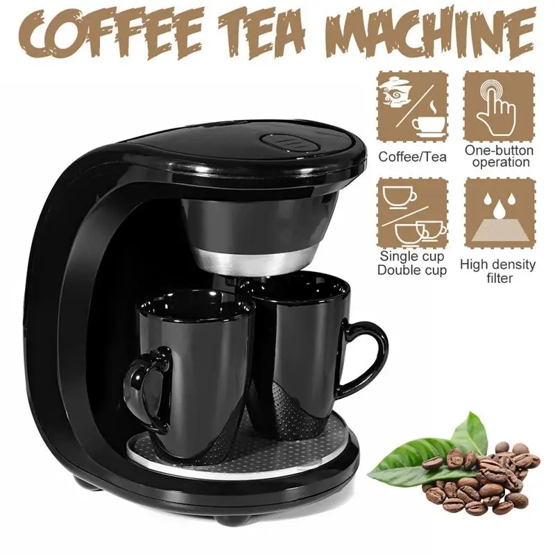CAFEMASY Electric Drip Coffee Machine with Two Cups Portable Coffee Machine Espresso Coffee Maker for Home Use