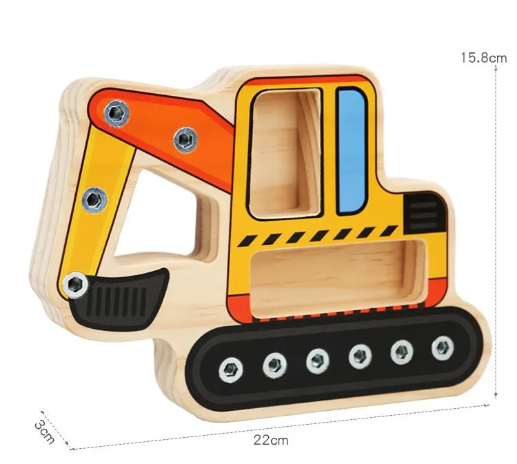 Children wooden simulation disassembly screw nut fire truck combination Montessori early education busy board disassembly toy