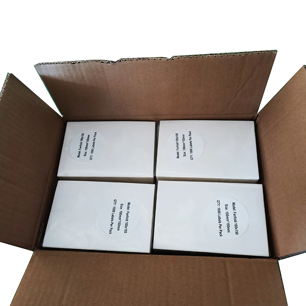 Fanfold Direct Thermal Label 4 X 6 for Zebra Shipping Labels 1000 Per Stack White Permanent