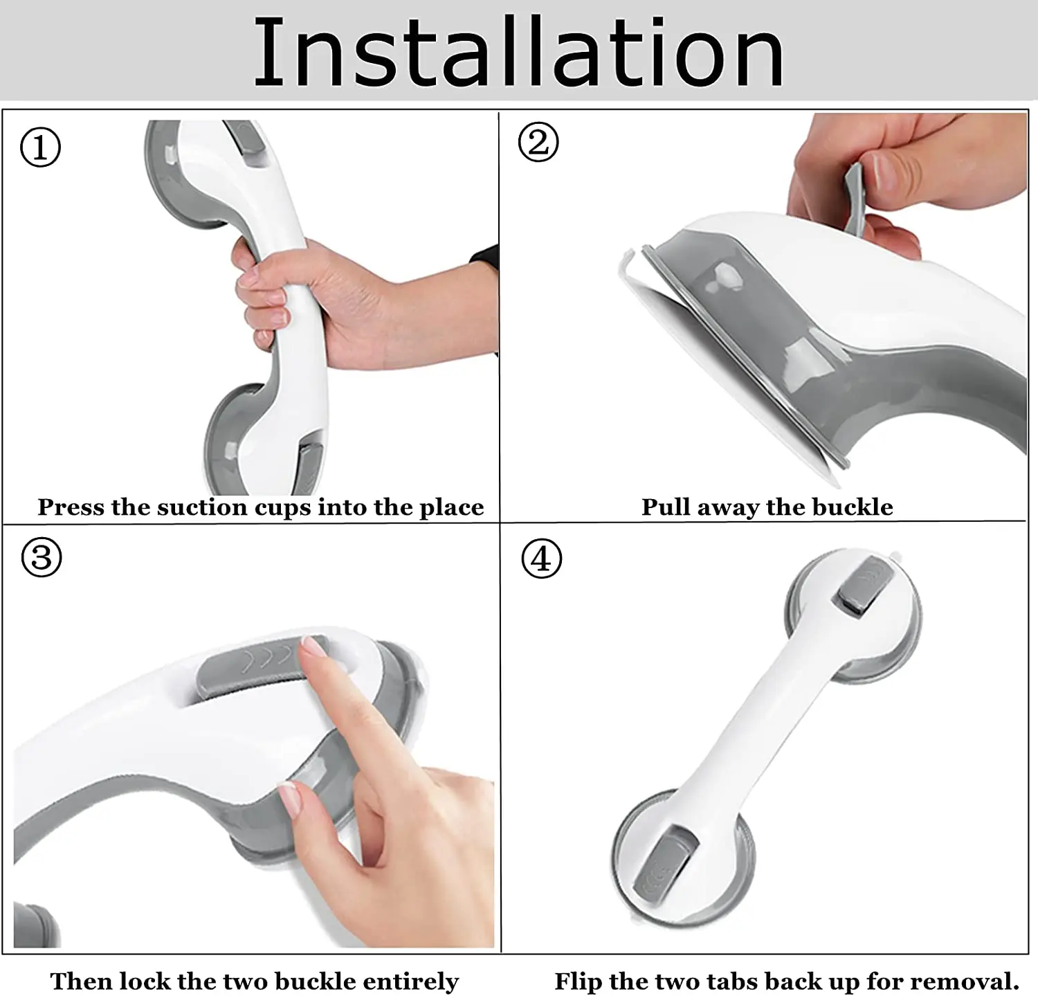 Factory price 30mm Bathroom Toilet Custom Logo Seniors Handicap Grab Bars  elderly easy install shower suction grab bar rail