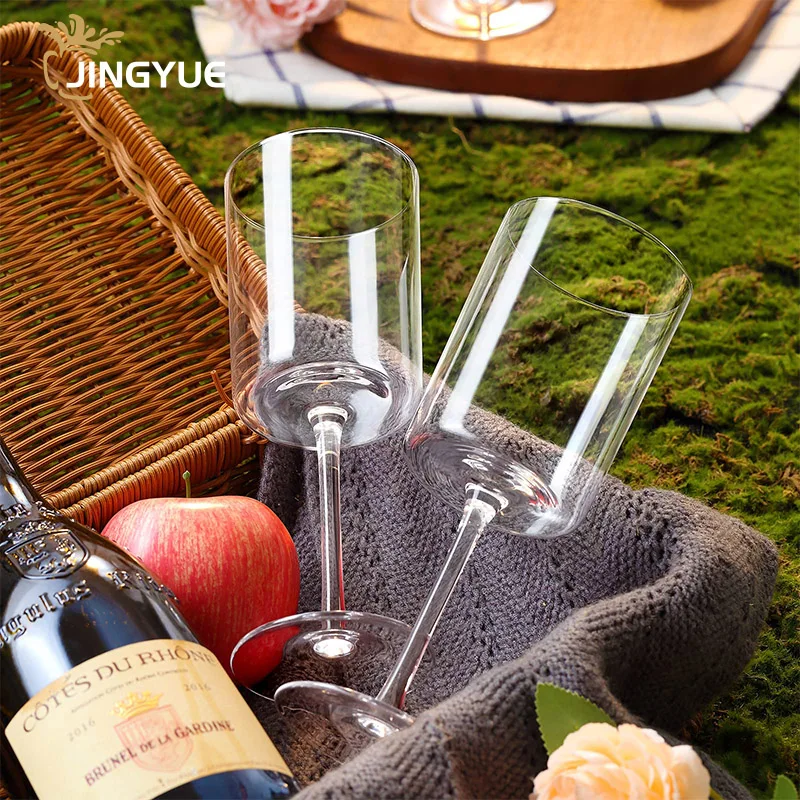 Custom Logo Wine Glasses Set of 4 JINGYUE 400ml 15oz Creative Square Coloured Wine Glass for Wedding