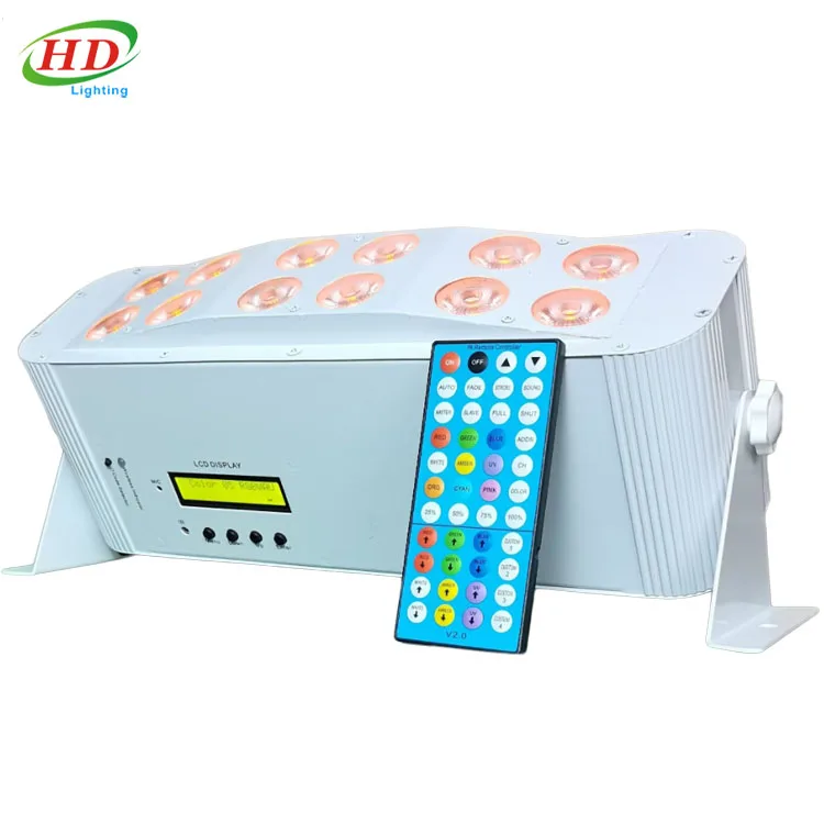 Беспроводное управление DMX 12x18 Вт RGBWA UV 6 в 1 с батарейным питанием